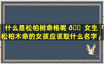 什么是松柏树命格呢 🐠 女生「松柏木命的女孩应该取什么名字」